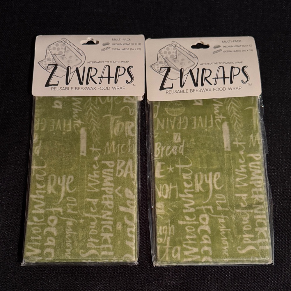 2 NEW Z Wraps Reusable Beeswax Food Wraps Multi-Pack